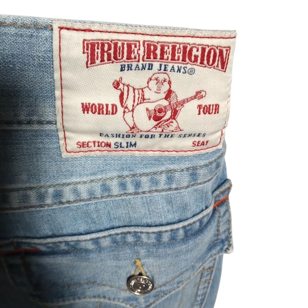True Religion Men’s Slim Fit Jeans Light Wash Horseshoe Flap Pocket Size 31/33